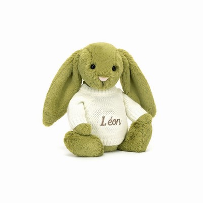 Jellycat Bashful Moss Konijn with Cream Jumper | JA8106734